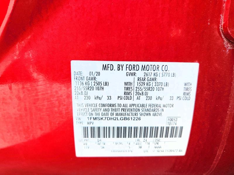 Продажа на аукционе авто 2020 Ford Explorer, vin: 1FMSK7DH2LGB61226, номер лота: 64721236