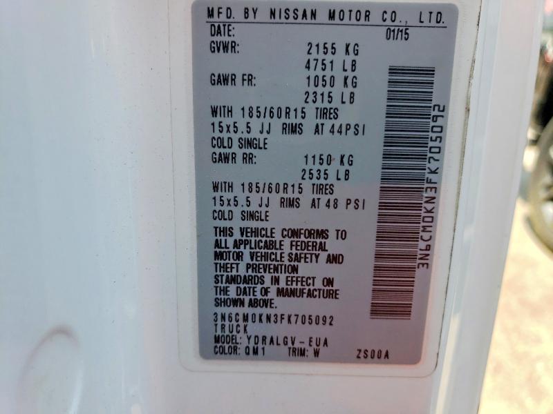64717736 :رقم المزاد ، 3N6CM0KN3FK705092 vin ، 2015 Nissan Nv200 مزاد بيع