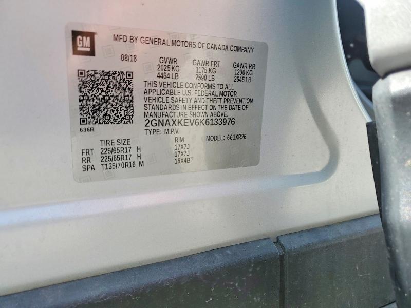 Продаж на аукціоні авто 2019 Chevrolet Equinox, vin: 2GNAXKEV6K6133976, номер лоту: 64999866