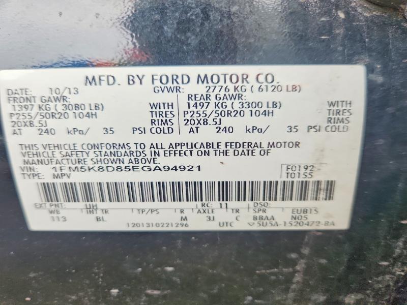 Aukcja sprzedaży 2014 Ford Explorer, vin: 1FM5K8D85EGA94921, numer aukcji: 64975166