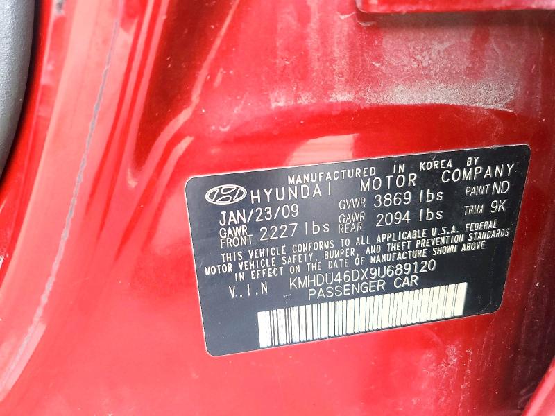 2009 Hyundai Elantra მანქანა იყიდება აუქციონზე, vin: KMHDU46DX9U689120, აუქციონის ნომერი: 63227636