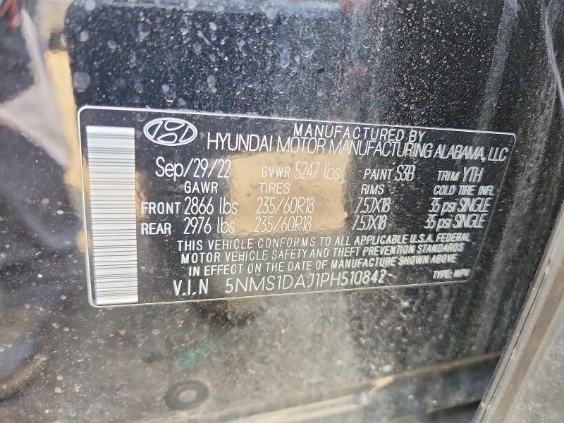 66546716 :رقم المزاد ، 5NMS1DAJ1PH510842 vin ، 2023 Hyundai Santa Fe مزاد بيع