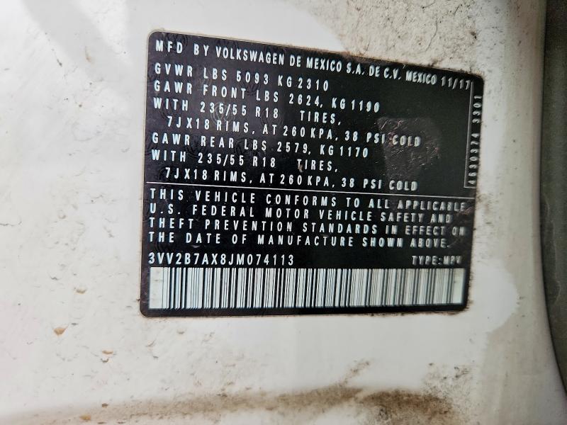 Aukcja sprzedaży 2018 Volkswagen Tiguan, vin: 3VV2B7AX8JM074113, numer aukcji: 64653266