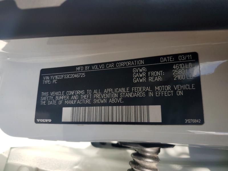 Продажа на аукционе авто 2012 Volvo S60, vin: YV1622FS3C2046725, номер лота: 66112946