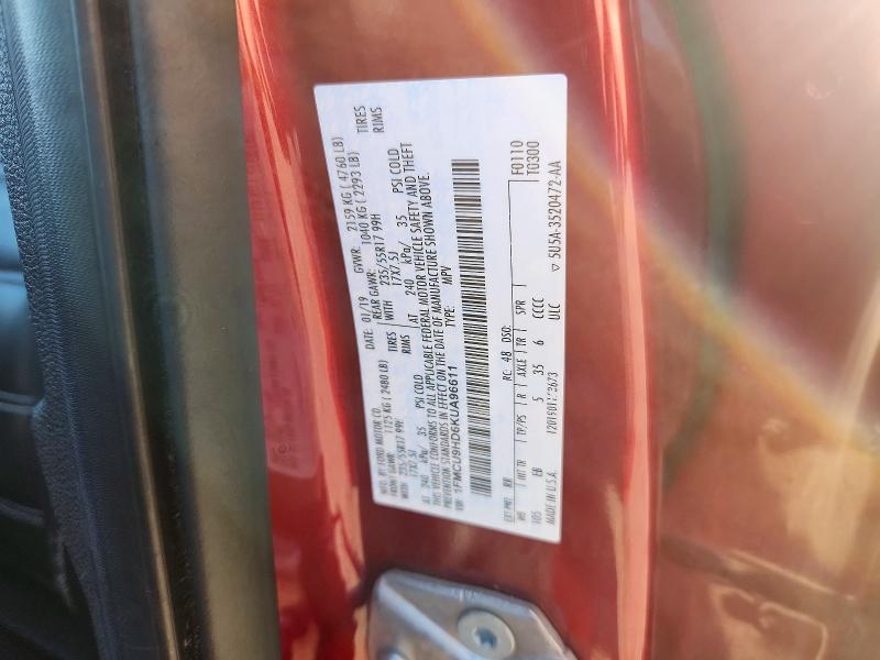 2019 Ford Escape მანქანა იყიდება აუქციონზე, vin: 1FMCU9HD6KUA96611, აუქციონის ნომერი: 63573706