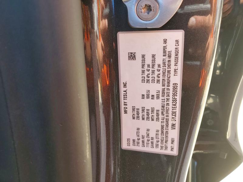 Aukcja sprzedaży 2025 Tesla Model 3, vin: 5YJ3E1EA3SF950959, numer aukcji: 63875446