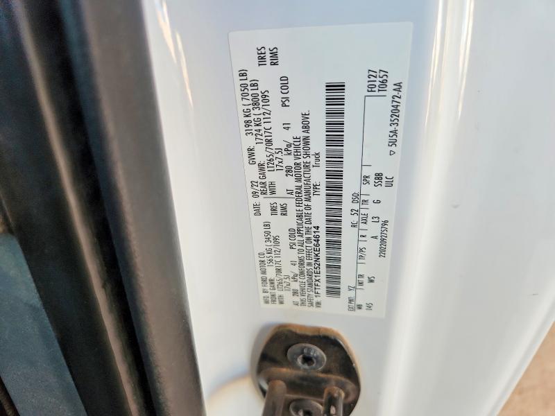 Aukcja sprzedaży 2022 Ford F150, vin: 1FTFX1E52NKE64614, numer aukcji: 64782036