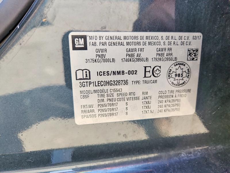 65199076 :رقم المزاد ، 3GTP1LEC0HG328736 vin ، 2017 Gmc Sierra مزاد بيع