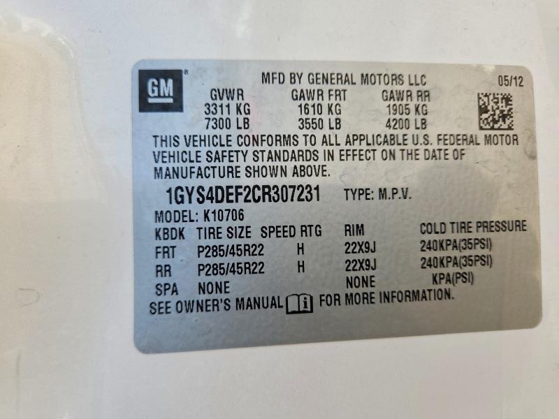 Aukcja sprzedaży 2012 Cadillac Escalade, vin: 1GYS4DEF2CR307231, numer aukcji: 64680776