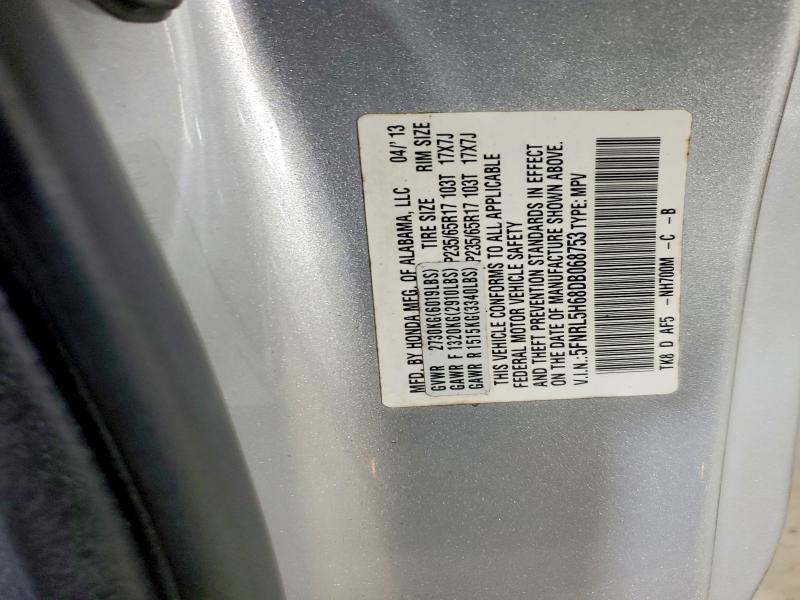 Продаж на аукціоні авто 2013 Honda Odyssey, vin: 5FNRL5H68DB068753, номер лоту: 65869096
