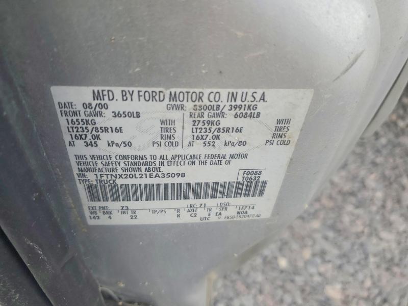 Продаж на аукціоні авто 2001 Ford F250, vin: 1FTNX20L21EA35098, номер лоту: 66310586