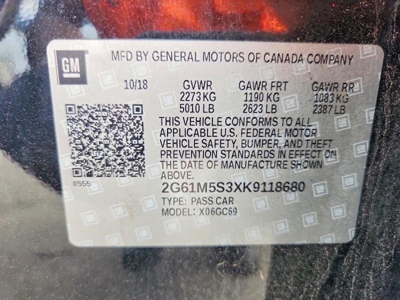 2019 Cadillac Xts მანქანა იყიდება აუქციონზე, vin: 2G61M5S3XK9118680, აუქციონის ნომერი: 63714986
