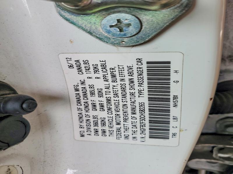 Aukcja sprzedaży 2012 Honda Civic, vin: 2HGFB2F50CH582265, numer aukcji: 63392086