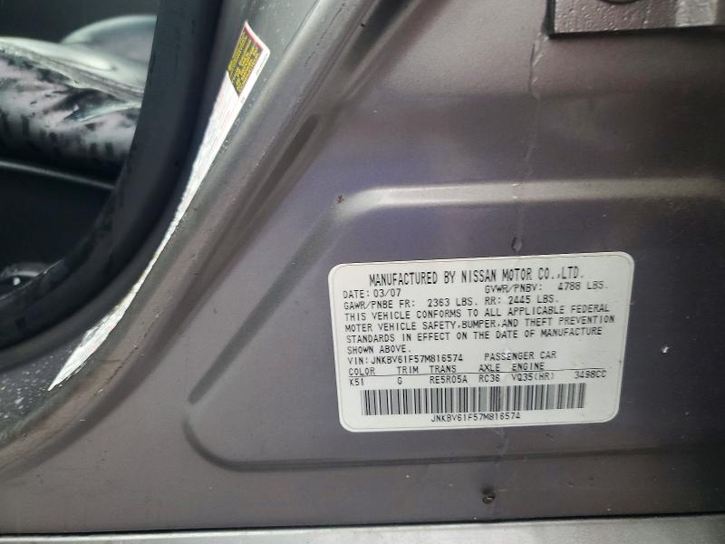 Продажа на аукционе авто 2007 Infiniti G35, vin: JNKBV61F57M816574, номер лота: 65019416