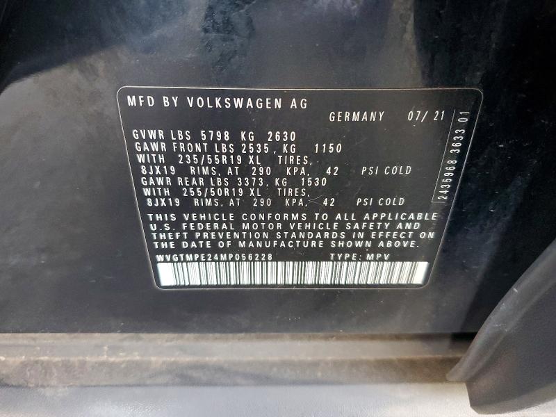 Aukcja sprzedaży 2021 Volkswagen Id.4, vin: WVGTMPE24MP056228, numer aukcji: 66395936