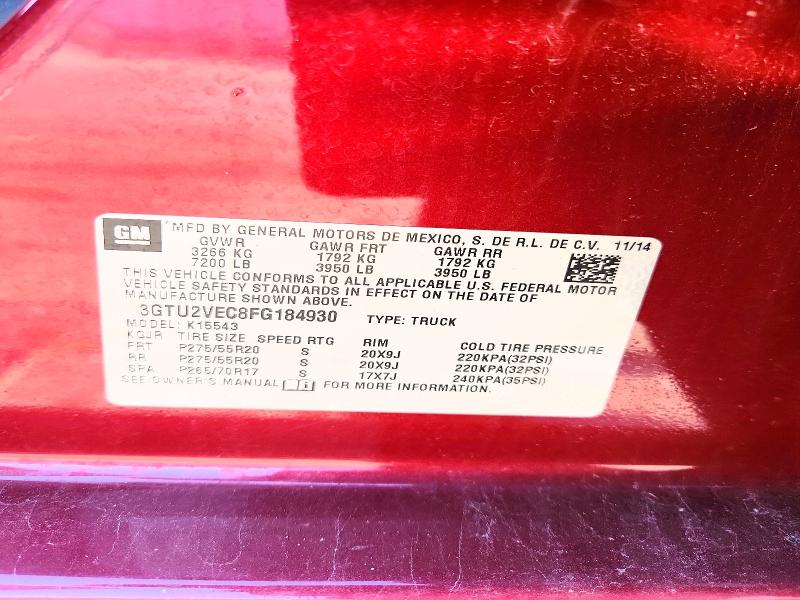 Продаж на аукціоні авто 2015 Gmc Sierra, vin: 3GTU2VEC8FG184930, номер лоту: 66751476