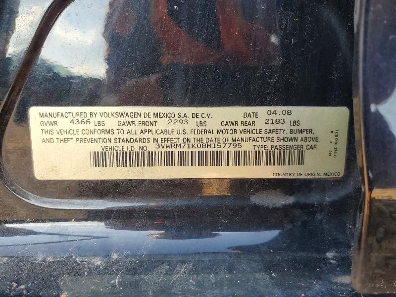 2008 Volkswagen Jetta მანქანა იყიდება აუქციონზე, vin: 3VWRM71K08M157795, აუქციონის ნომერი: 65600576