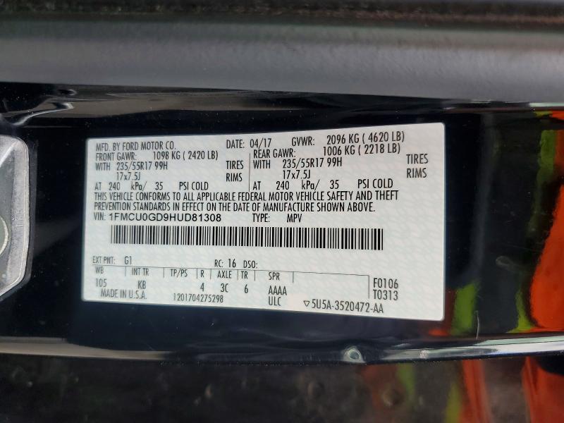 Aukcja sprzedaży 2017 Ford Escape, vin: 1FMCU0GD9HUD81308, numer aukcji: 65208256