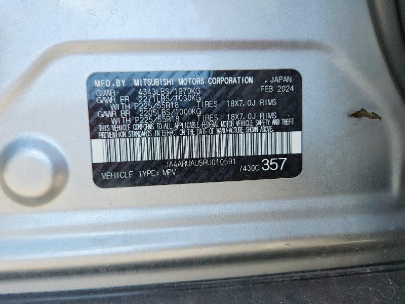 63835516 :رقم المزاد ، JA4ARUAU5RU010591 vin ، 2024 Mitsubishi Outlander Sport مزاد بيع