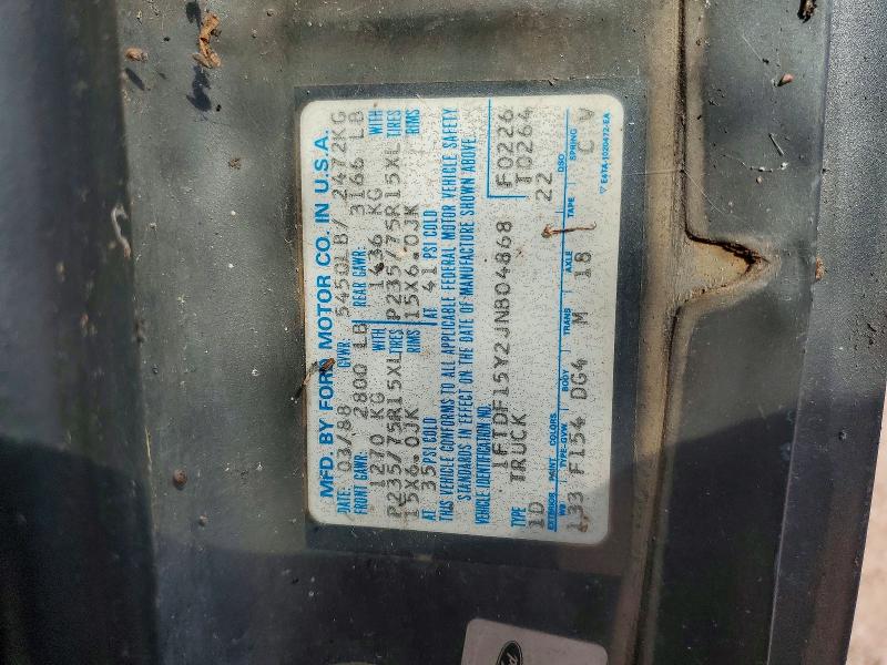 1988 Ford F150 მანქანა იყიდება აუქციონზე, vin: 1FTDF15Y2JNB04868, აუქციონის ნომერი: 65571986