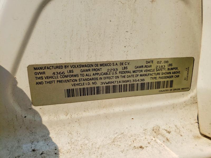 Продаж на аукціоні авто 2008 Volkswagen Jetta, vin: 3VWRM71K98M135438, номер лоту: 64701416