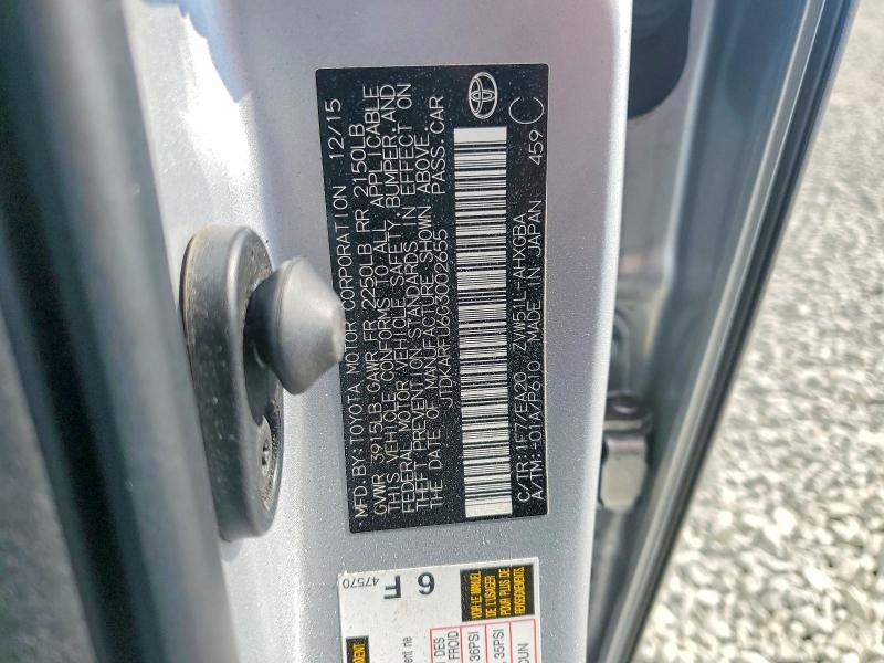 Aukcja sprzedaży 2016 Toyota Prius, vin: JTDKARFU6G3002655, numer aukcji: 65947636