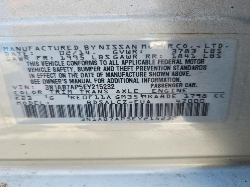 Продаж на аукціоні авто 2014 Nissan Sentra, vin: 3N1AB7AP5EY215232, номер лоту: 65491926