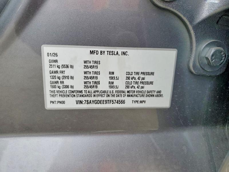 Aukcja sprzedaży 2026 Tesla Model Y, vin: 7SAYGDEE9TF574566, numer aukcji: 63867236