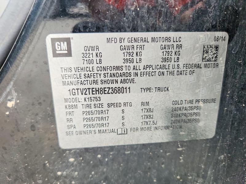 Продажа на аукционе авто 2014 Gmc Sierra, vin: 1GTV2TEH8EZ368011, номер лота: 64845956