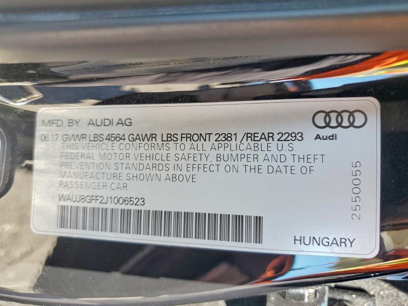 Aukcja sprzedaży 2018 Audi A3, vin: WAUJ8GFF2J1006523, numer aukcji: 65942326