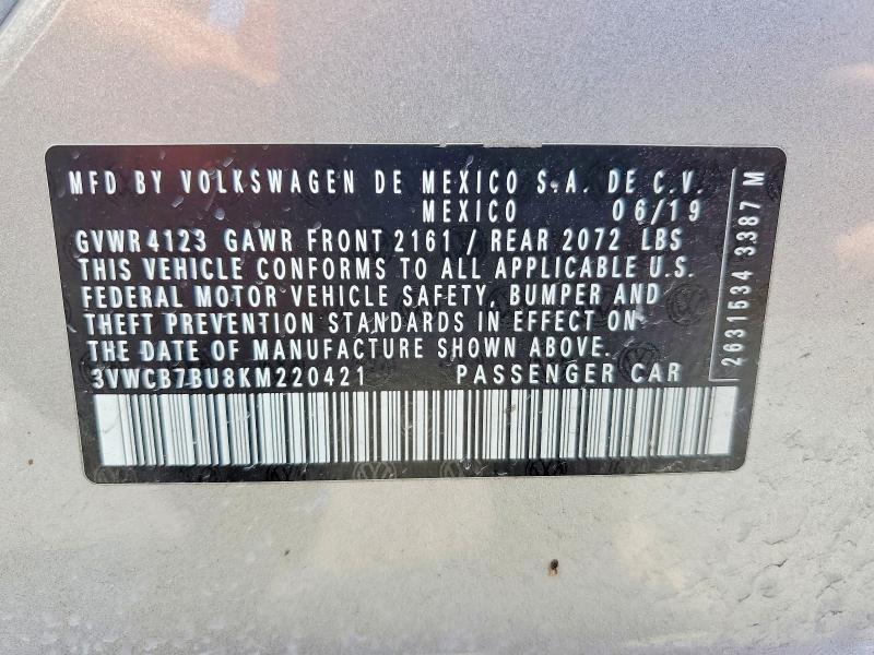 Aukcja sprzedaży 2019 Volkswagen Jetta, vin: 3VWCB7BU8KM220421, numer aukcji: 66046956