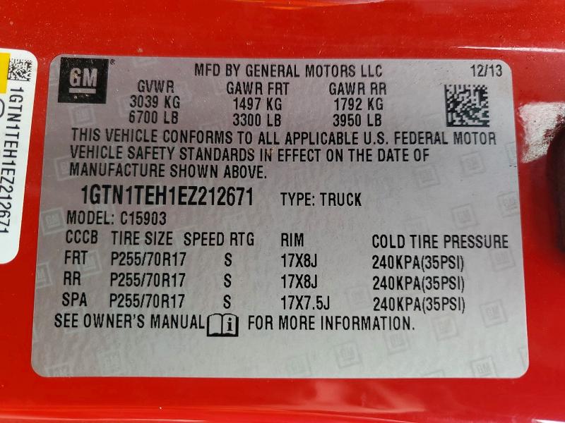 Aukcja sprzedaży 2014 Gmc Sierra, vin: 1GTN1TEH1EZ212671, numer aukcji: 65049236