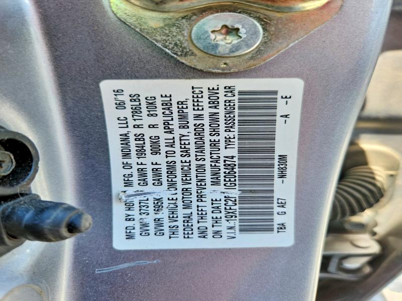 Aukcja sprzedaży 2016 Honda Civic, vin: 19XFC2F71GE064874, numer aukcji: 63921266