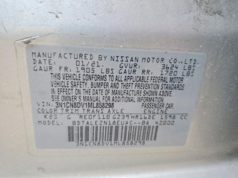 66611266 :رقم المزاد ، 3N1CN8DV1ML858298 vin ، 2021 Nissan Versa مزاد بيع