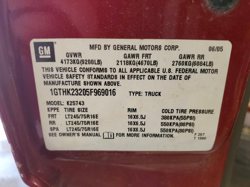 66093766 :رقم المزاد ، 1GTHK23205F969016 vin ، 2005 Gmc Sierra مزاد بيع