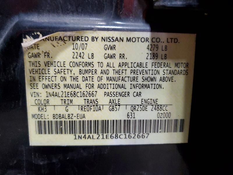 Aukcja sprzedaży 2008 Nissan Altima, vin: 1N4AL21E68C162667, numer aukcji: 63598416