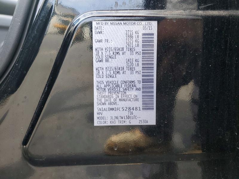 Aukcja sprzedaży 2015 Infiniti Qx60, vin: 5N1AL0MM1FC528481, numer aukcji: 65509286