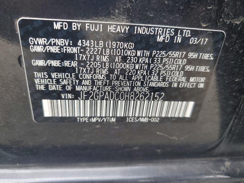 Aukcja sprzedaży 2017 Subaru Crosstrek, vin: JF2GPADC0H8262152, numer aukcji: 65628176