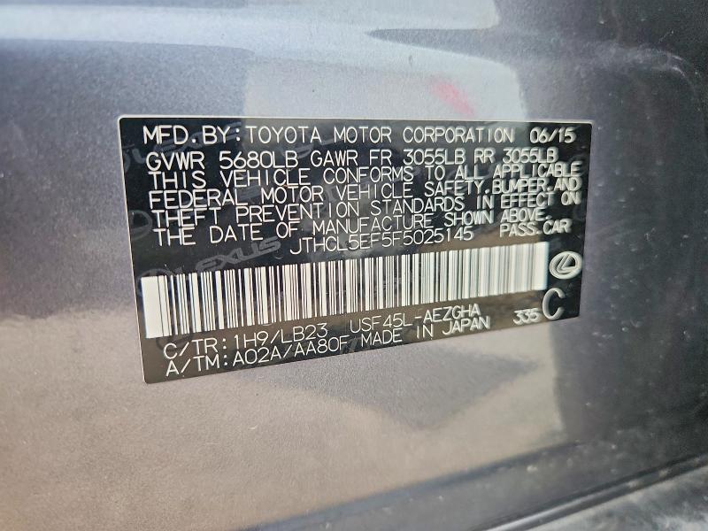 65392416 :رقم المزاد ، JTHCL5EF5F5025145 vin ، 2015 Lexus Ls مزاد بيع
