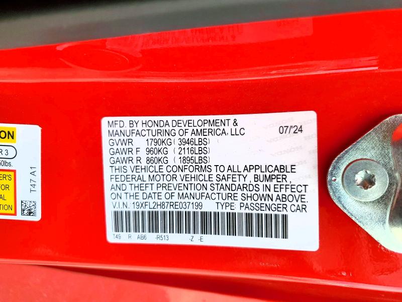 Aukcja sprzedaży 2024 Honda Civic, vin: 19XFL2H87RE037199, numer aukcji: 67024816