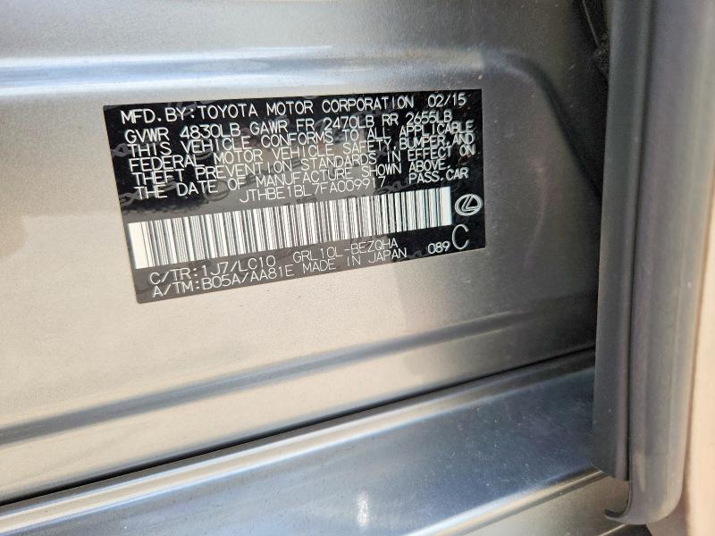 Продаж на аукціоні авто 2015 Lexus Gs, vin: JTHBE1BL7FA009917, номер лоту: 64933956