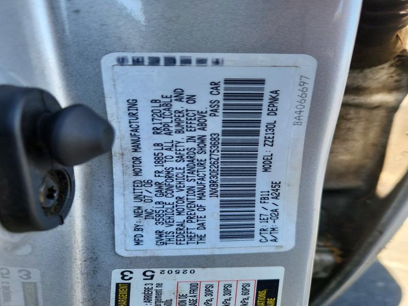 2006 Toyota Corolla მანქანა იყიდება აუქციონზე, vin: 1NXBR30E26Z753683, აუქციონის ნომერი: 64597586