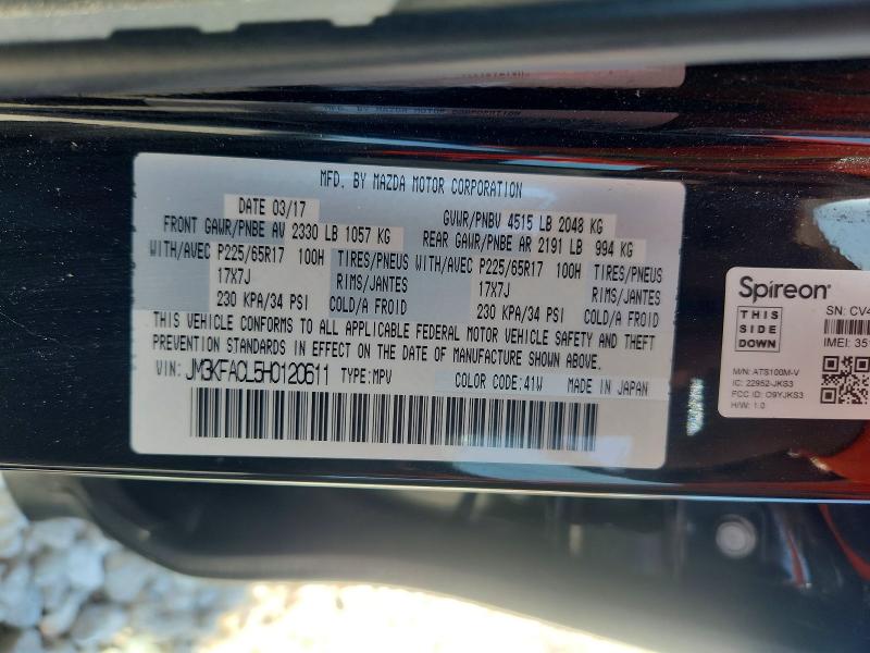 Продаж на аукціоні авто 2017 Mazda Cx-5, vin: JM3KFACL5H0120611, номер лоту: 66518496