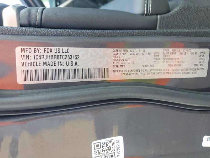 67312796 :رقم المزاد ، 1C4RJHBR8TC283152 vin ، 2026 Jeep Grand Cherokee مزاد بيع