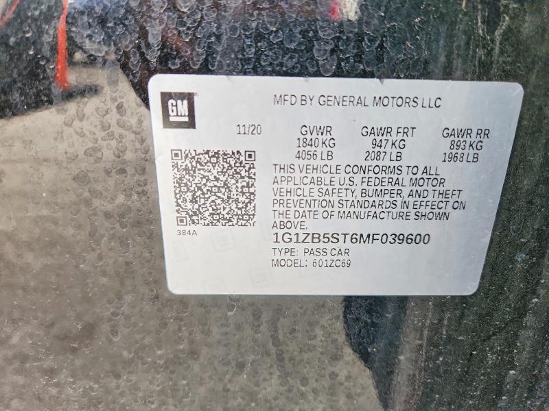 63846936 :رقم المزاد ، 1G1ZB5ST6MF039600 vin ، 2021 Chevrolet Malibu مزاد بيع