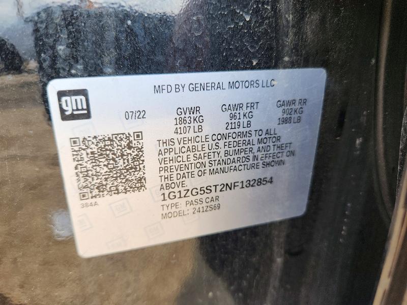 Продажа на аукционе авто 2022 Chevrolet Malibu, vin: 1G1ZG5ST2NF182854, номер лота: 64158096