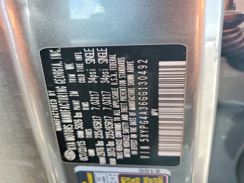 63819986 :رقم المزاد ، 5XYPG4A36GG130492 vin ، 2016 Kia Sorento مزاد بيع