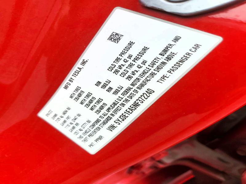 Продажа на аукционе авто 2022 Tesla Model 3, vin: 5YJ3E1EA5NF372240, номер лота: 65931406