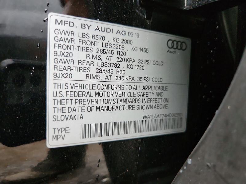 Aukcja sprzedaży 2017 Audi Q7, vin: WA1LAAF74HD012901, numer aukcji: 65000526