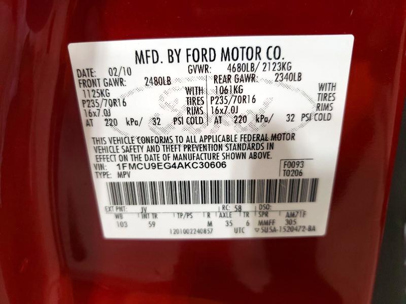 Aukcja sprzedaży 2010 Ford Escape, vin: 1FMCU9EG4AKC30606, numer aukcji: 63426466